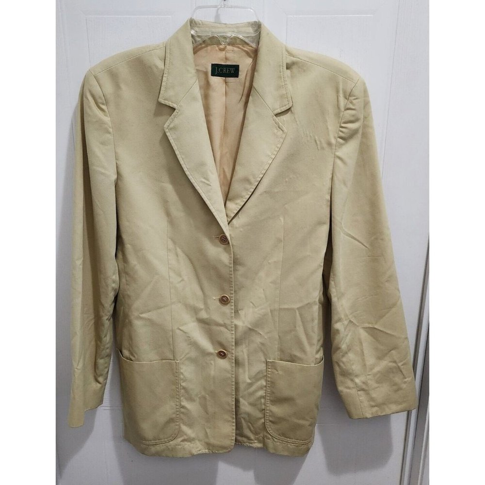 Vintage‎ J Crew Women's Blazer Jacket 3-Button USA Made Rayon Blend Yellow Sz 10